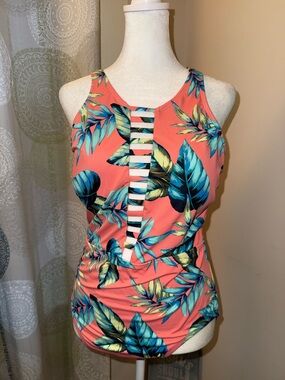 Miraclesuit Swimsuit Womens Large Vintage Floral High Neck One Piece Pink